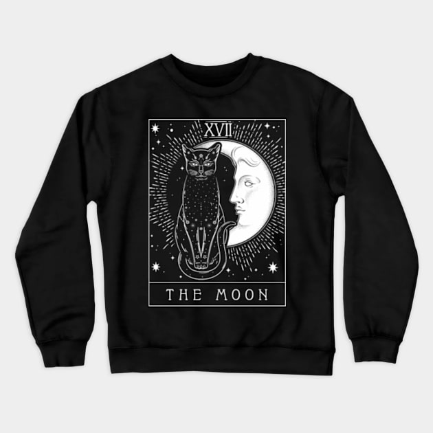 Tarot Card Crescent Moon And Cat Crewneck Sweatshirt by Sink-Lux